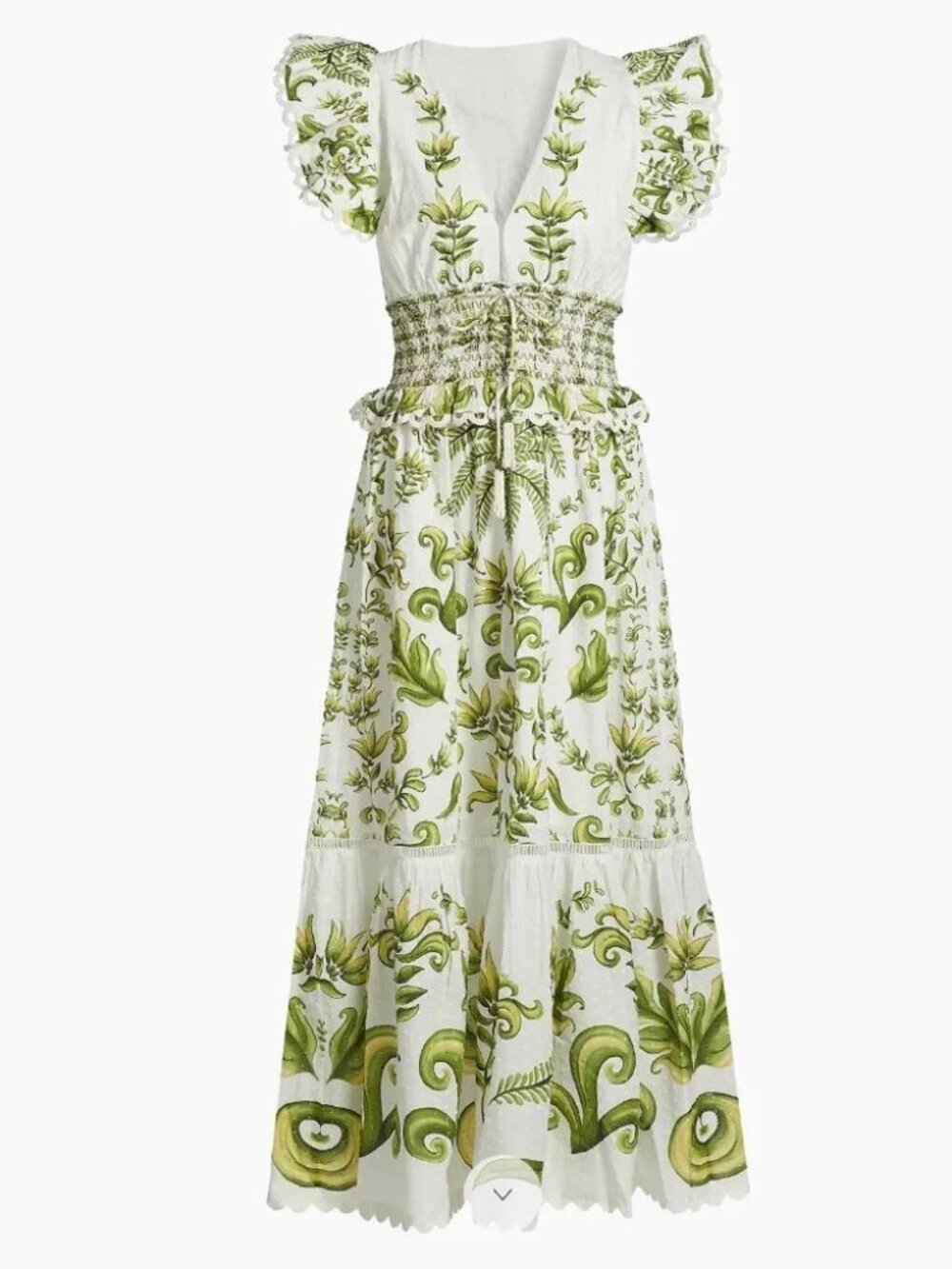 Farm Rio Milani Flutter Sleeve Floral Print Maxi Dress Size Large